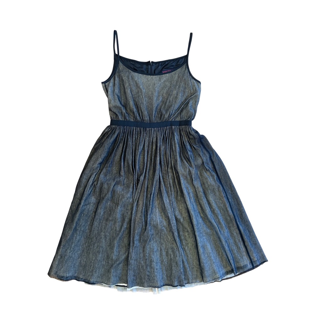 Martin Grant Paris Black Metallic Mesh Fit and Flare Midi Dress Size L Designer‎